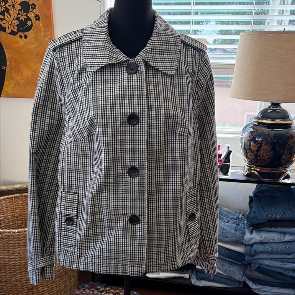 Mid-Y2K Merona Brown & Green Plaid Button Up Sherlock Holmes Short Trench Jacket